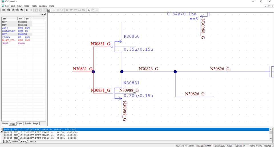 View of schematics in IC Explorer